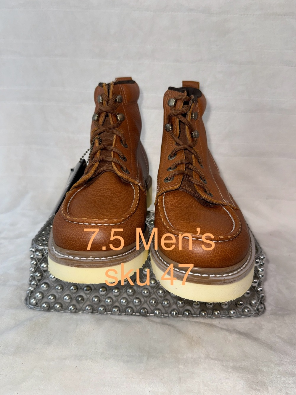 Men's Brown Leather 6” Work Boots - Size 7.5 women’s 8.5